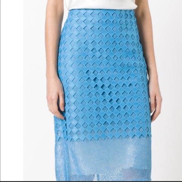 Diane Von Furstenberg Diamond Pattern Layered Lined Straight Pencil Skirt - Picture 2 of 9